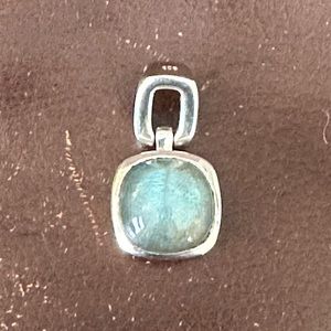 Square Sterling Silver and Stone Pendant